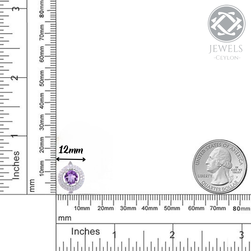 Lucky - Natural Amethyst Earrings 925 Sterling Silver Plated in Rhodium