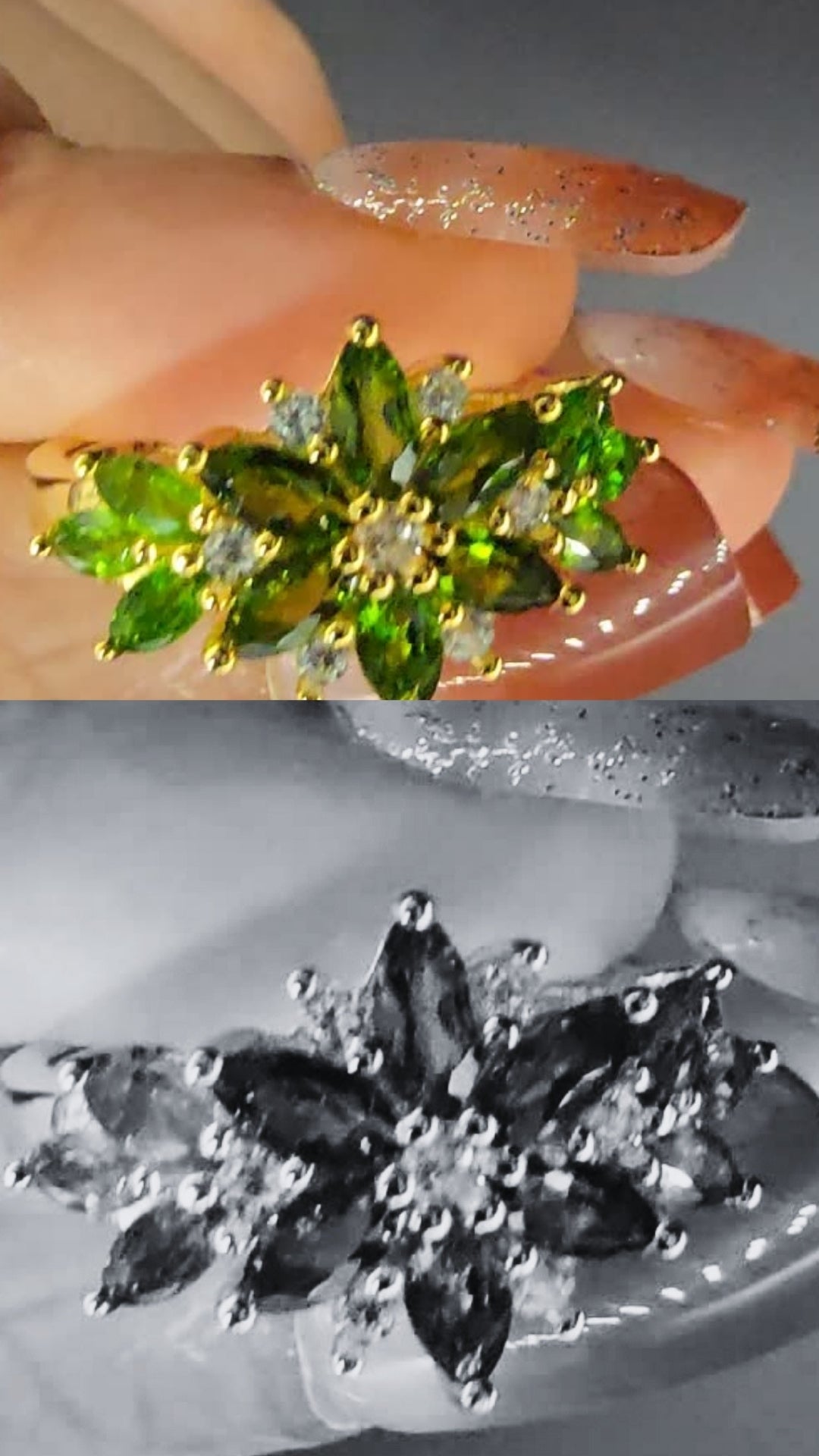 ENCHANT - NATURAL CHROME DIOPSIDE GEMSTONE RING PLATED IN YELLOW GOLD
