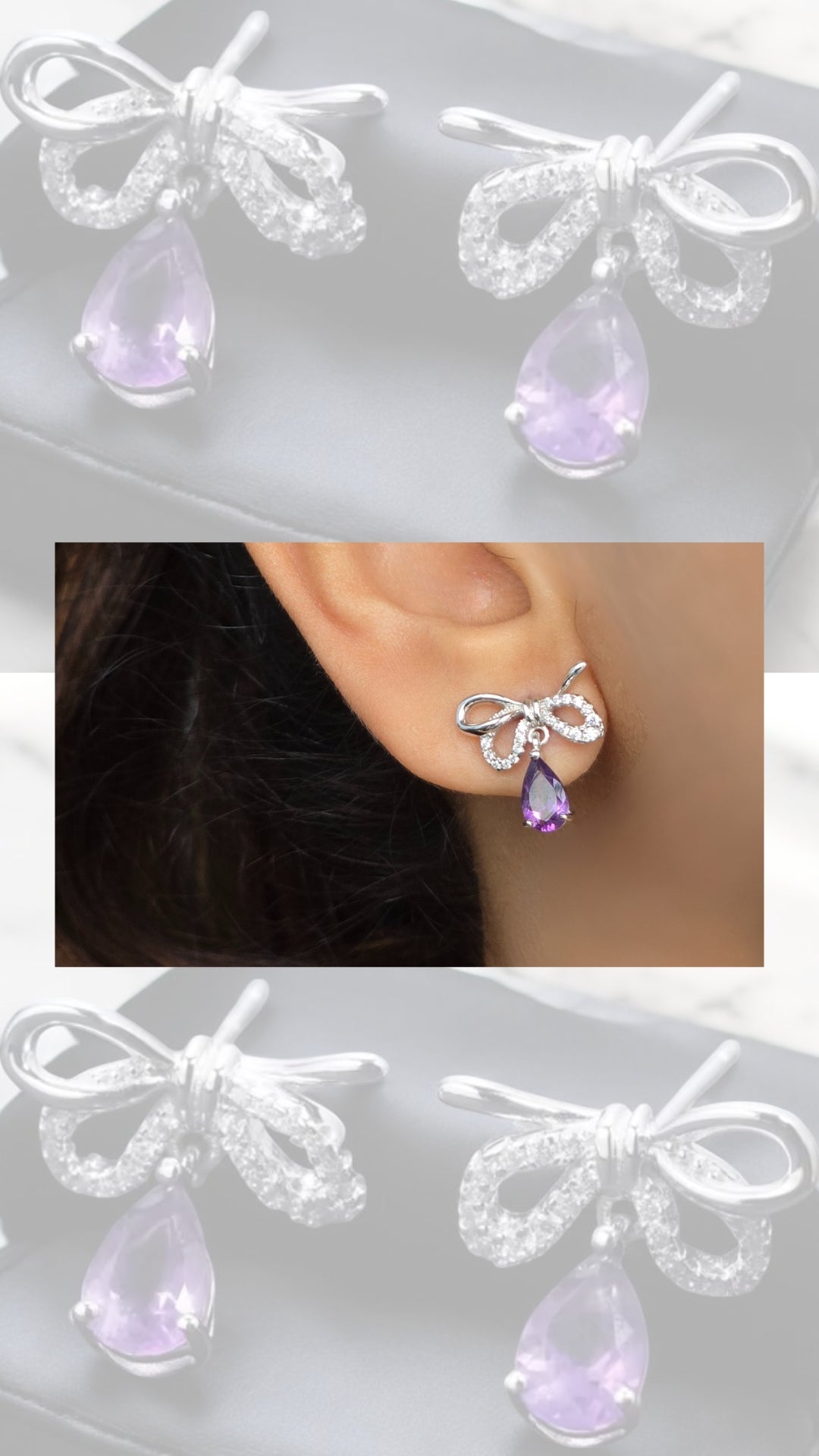 FOREVER - NATURAL AMETHYST GEMSTONE EARRING IN 925 STERLING SILVER