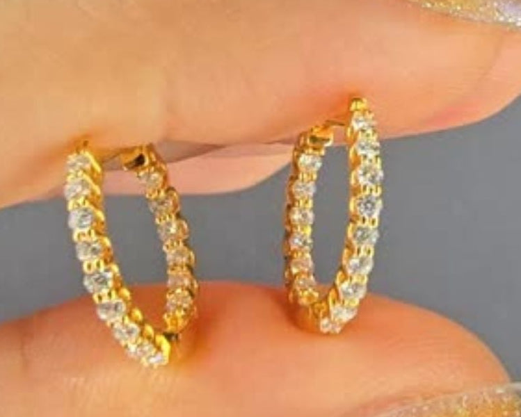 Cuties - Moissanite Kids Hoops 925 Sterling Silver Plated in Gold