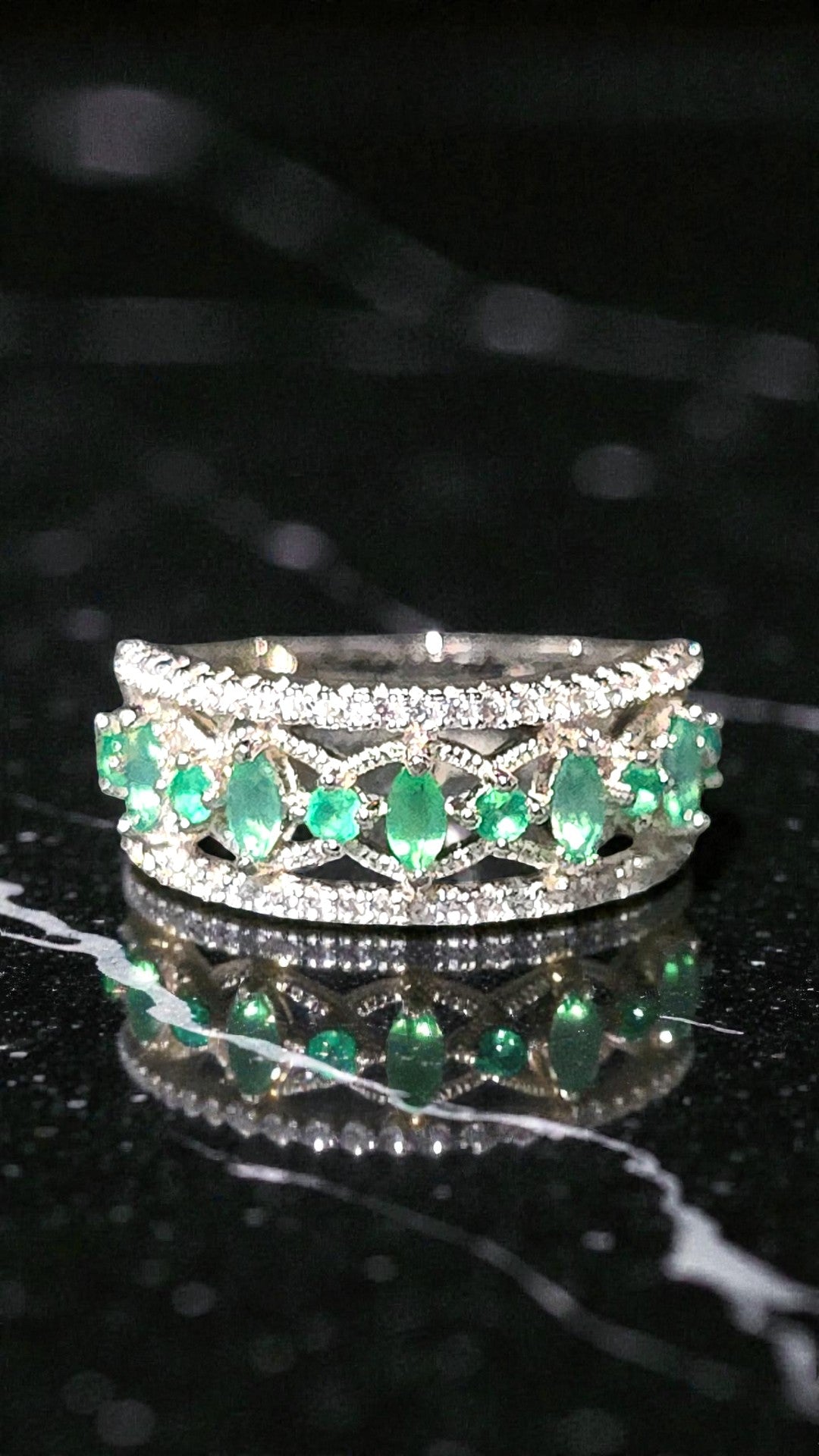THALIA – AGATE GEMSTONE RING PLATED IN RHODIUM WHITE GOLD