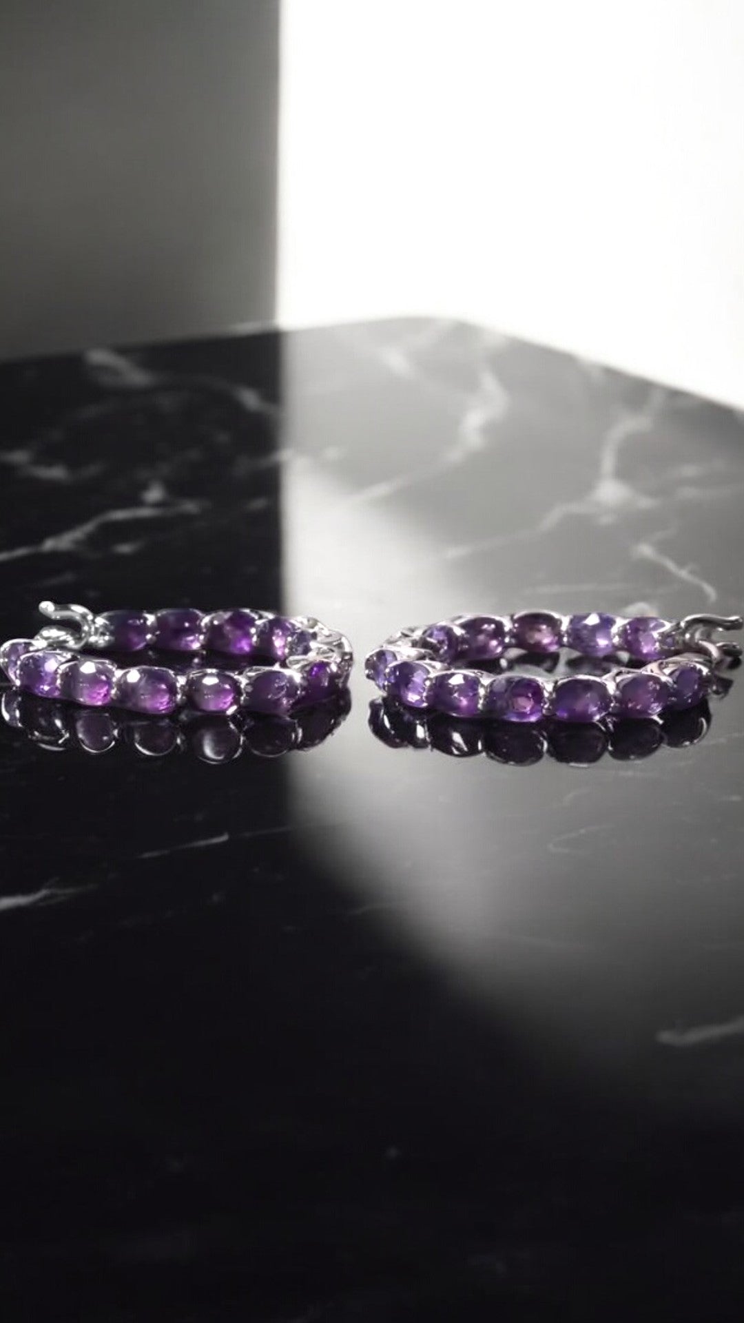 LONDONER (NATURAL AMETHYST) GEMSTONE EARRING IN 925 STERLING SILVER