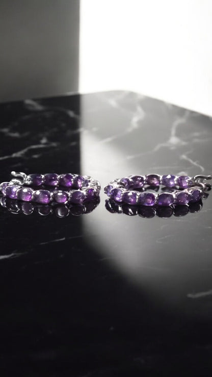 LONDONER (NATURAL AMETHYST) GEMSTONE EARRING IN 925 STERLING SILVER