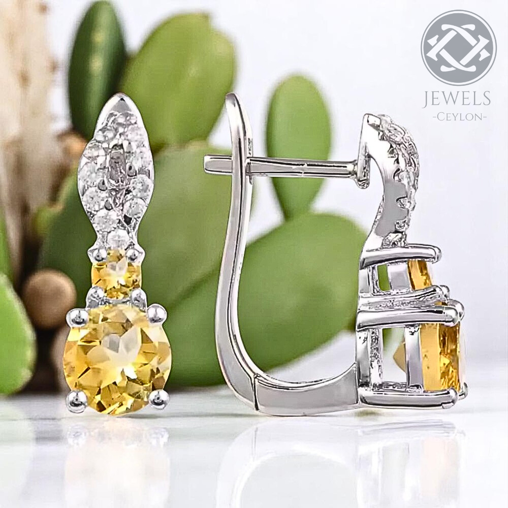 GOAL – CITRINE GEMSTONE EARRINGS IN 925 STERLING SILVER