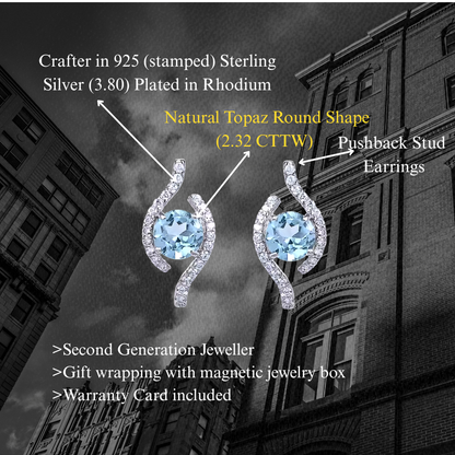 Higher - Natural Blue Topaz Earrings 925 Sterling Silver Plated in Rhodium