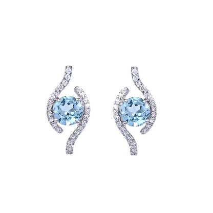Higher - Natural Blue Topaz Earrings 925 Sterling Silver Plated in Rhodium