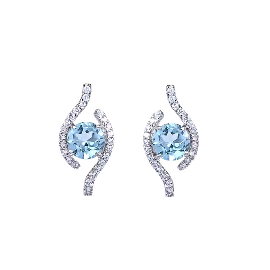 Higher - Natural Blue Topaz Earrings 925 Sterling Silver Plated in Rhodium