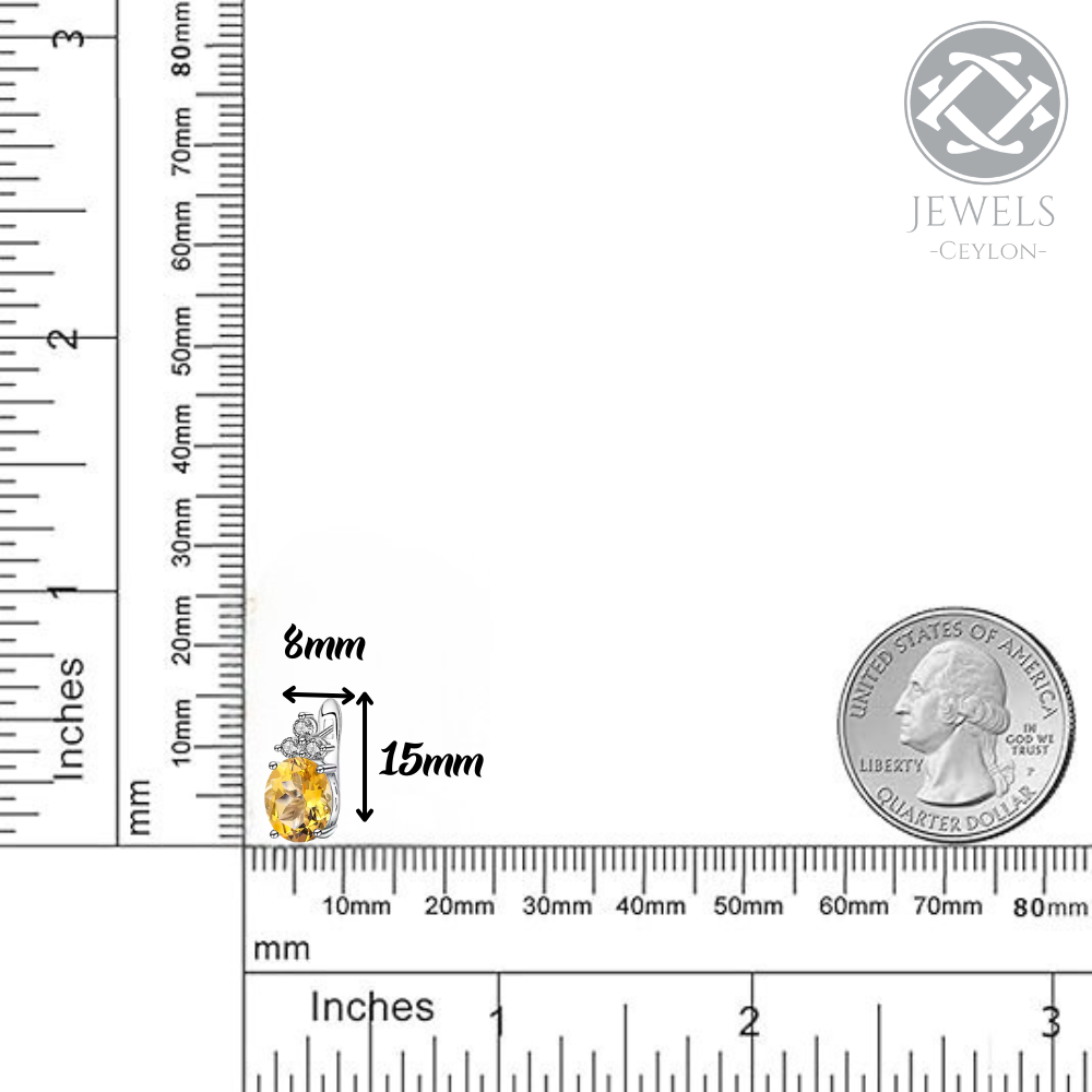 Empress - Natural Citrine Earrings 925 Sterling Silver Plated in Rhodium
