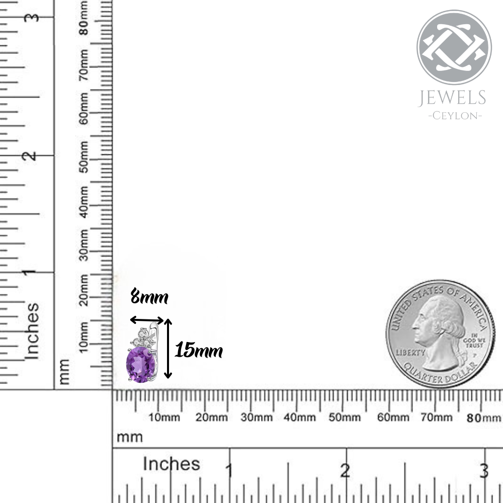Empress - Natural Amethyst Earrings 925 Sterling Silver Plated in Rhodium