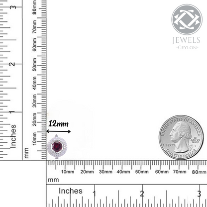 Lucky - Natural Garnet Earrings 925 Sterling Silver Plated in Rhodium