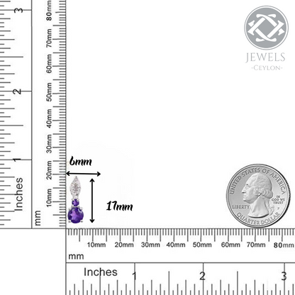 Goal - Natural Amethyst Earrings 925 Sterling Silver Plated in Rhodium