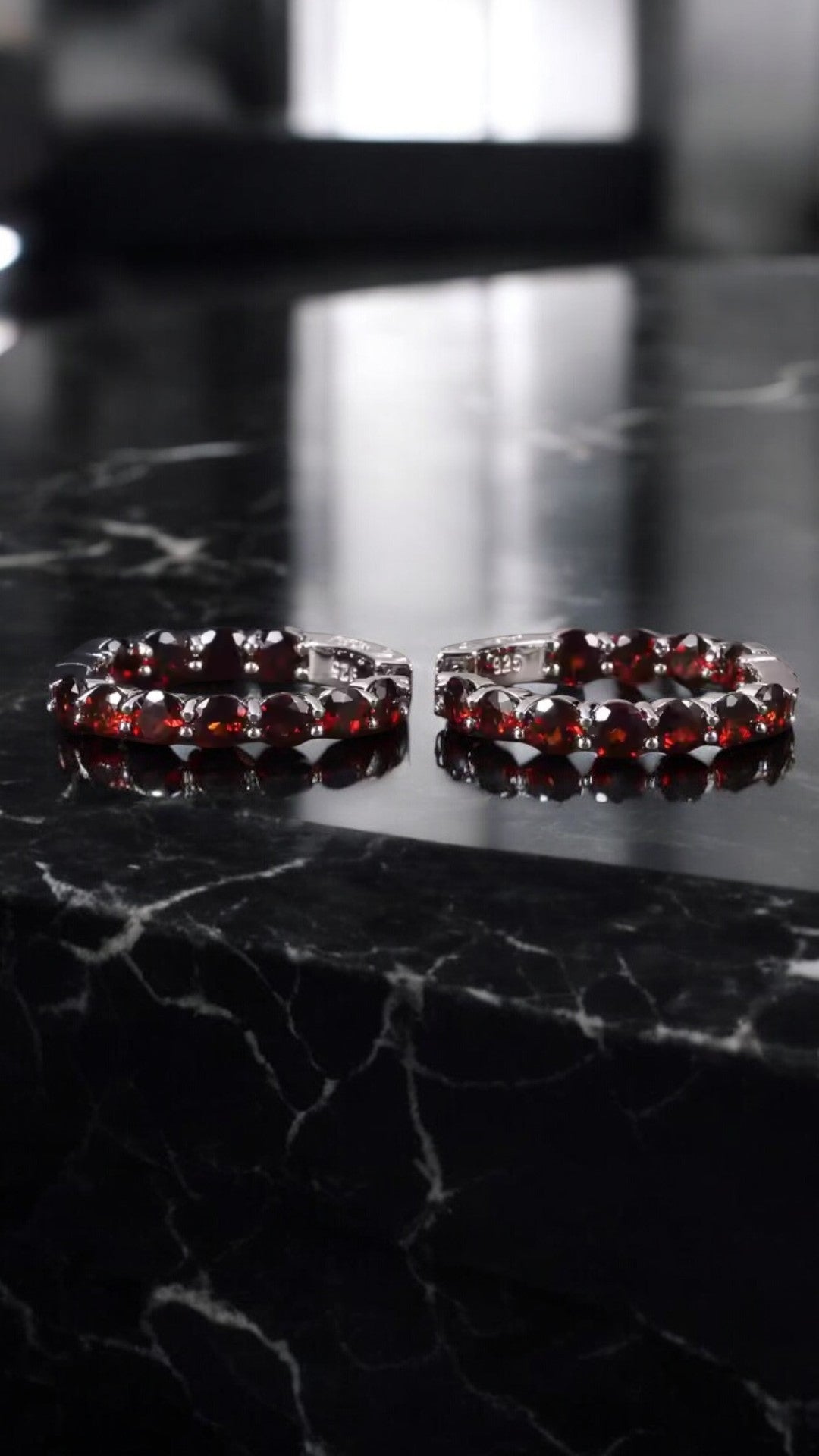 TENACITY – NATURAL GARNET GEMSTONE HOOP EARRING IN 925 STERLING SILVER