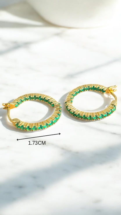 BRAVE (GREEN AGATE) – NATURAL GREEN AGATE GEMSTONE HOOP EARRING IN 925 STERLING SILVER
