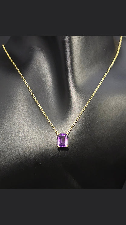KORA - NATURAL LARGE AMETHYST GEMSTONE NECKLACE IN 925 STERLING SILVER