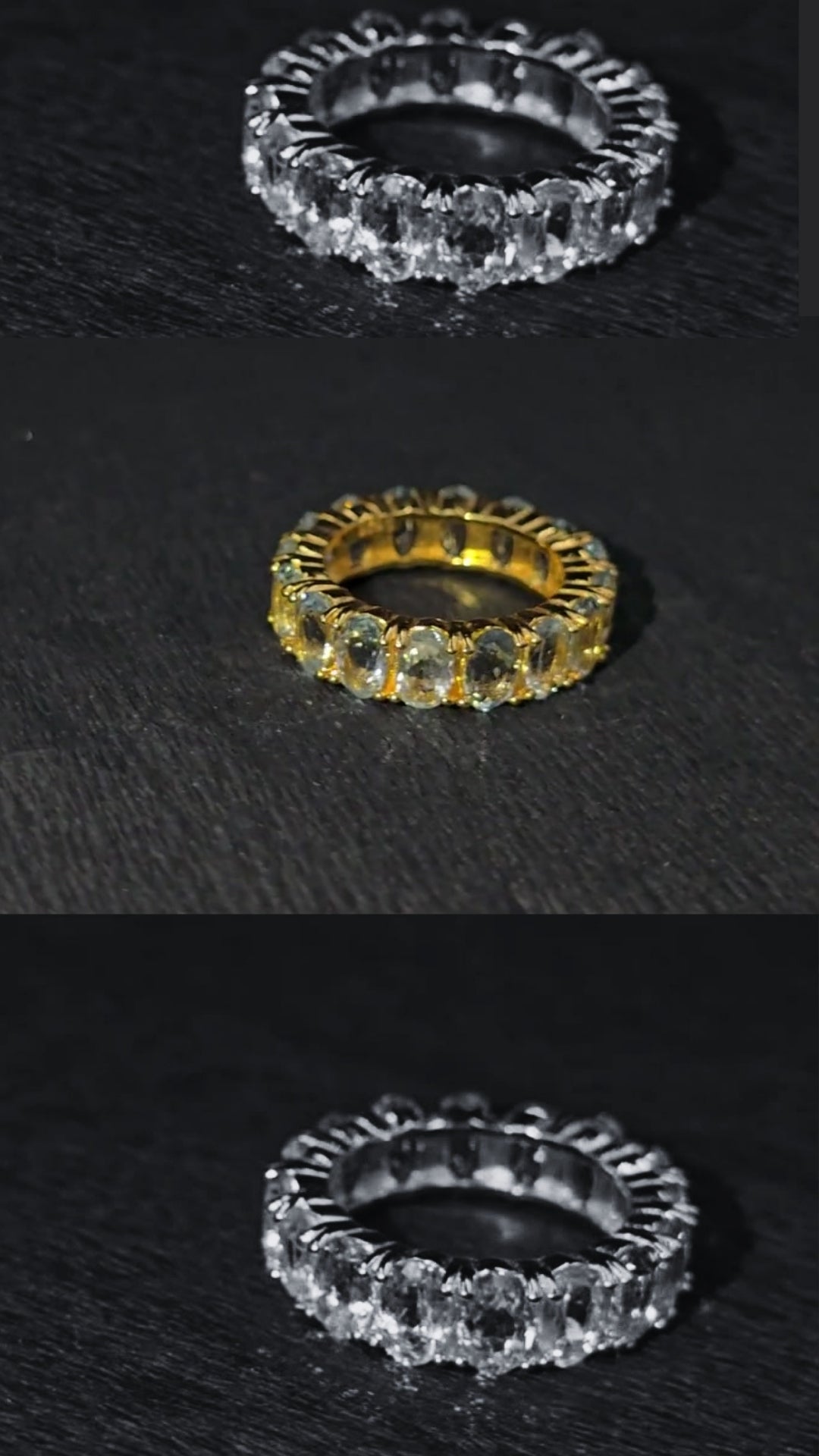 ETERNAL - Natural Sky Blue Topaz Gemstone Eternity Ring 925 Sterling Silver Plated in Yellow Gold