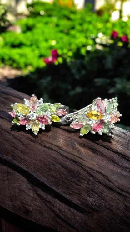 ARORA –NATURAL MULTICOLORED TOURMALINE GEMSTONE IN 925 STERLING SILVER