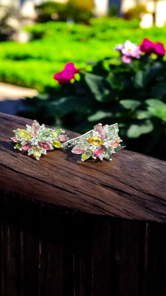 ARORA –NATURAL MULTICOLORED TOURMALINE GEMSTONE IN 925 STERLING SILVER