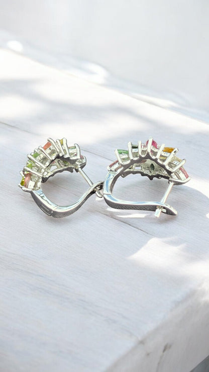 ARORA –NATURAL MULTICOLORED TOURMALINE GEMSTONE IN 925 STERLING SILVER
