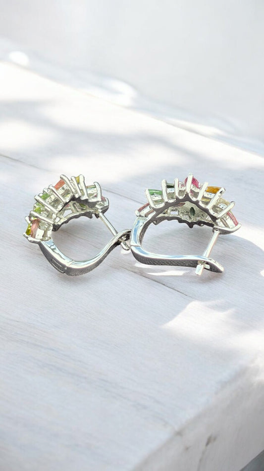 ARORA –NATURAL MULTICOLORED TOURMALINE GEMSTONE IN 925 STERLING SILVER