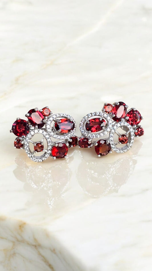 LIMITLESS - NATURAL GARNET GEMSTONE EARRING IN 925 STERLING SILVER