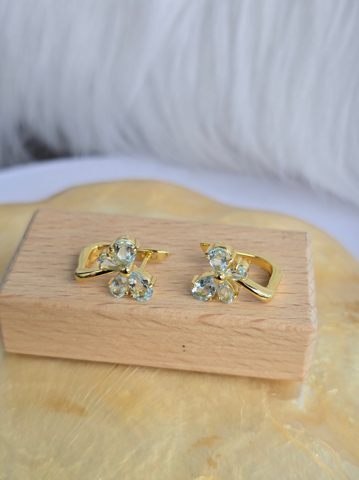 TARA – SKY BLUE TOPAZ GEMSTONE CLUSTER BUTTERFLY EARRINGS IN 925 STERLING SILVER