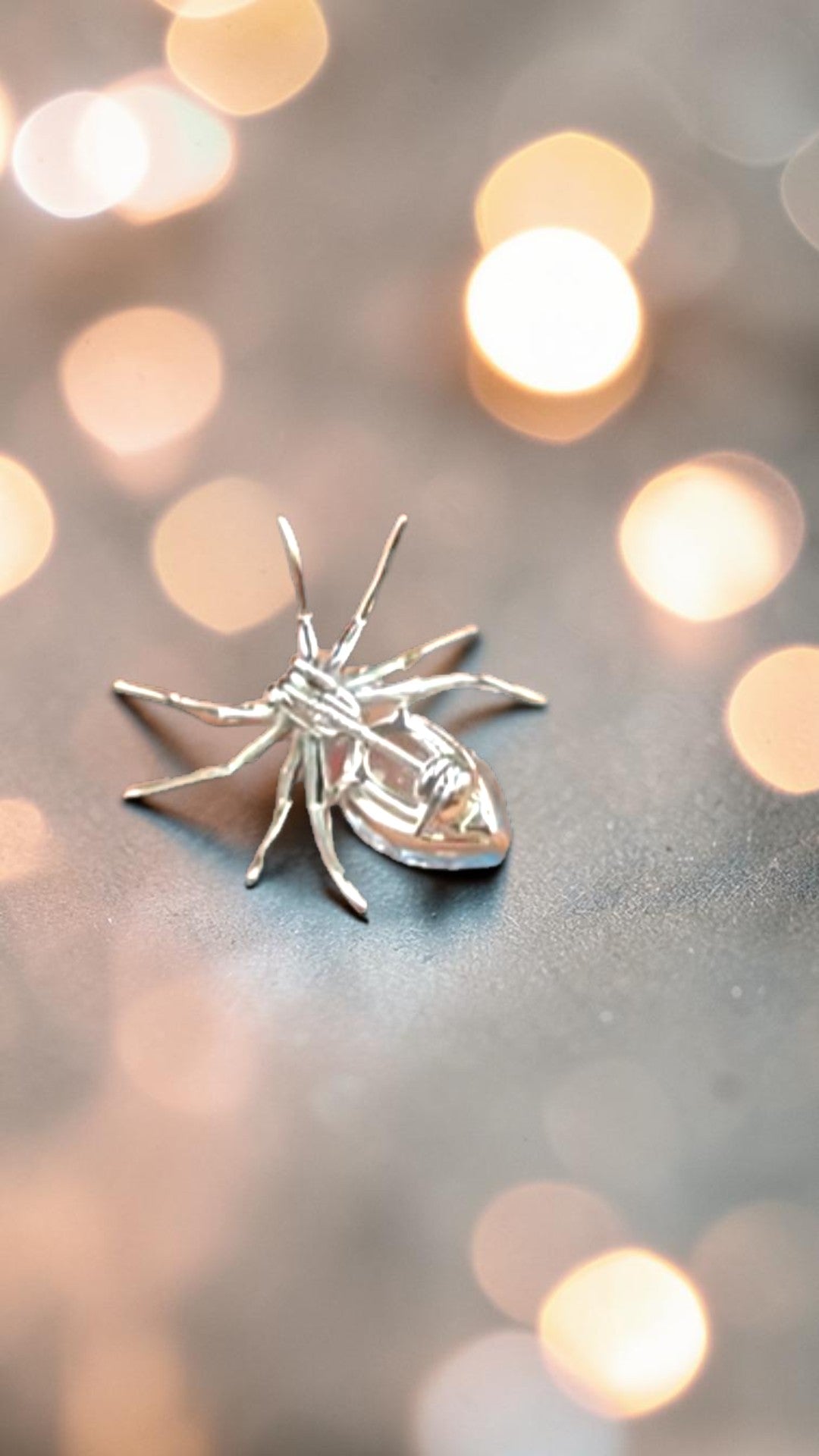 Spider Natural Blue Topaz Gemstone Brooch Plated in Rhodium