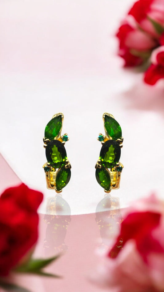SELENE – NATURAL CHROME DIOPSIDE EARRING IN 925 STERLING SILVER