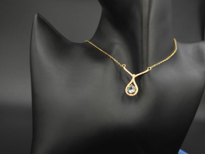 CHLOE – LARGE NATURAL BLUE TOPAZ GEMSTONE NECKLACE PLATED IN YELLOW GOLD
