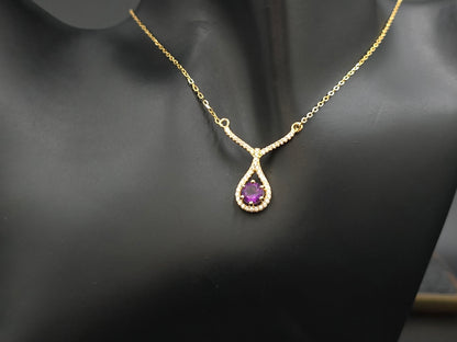 CHLOE - NATURAL LARGE AMETHYST GEMSTONE NECKLACE