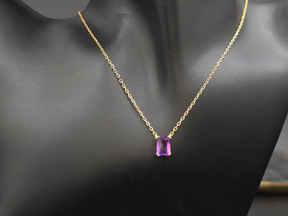 KORA - NATURAL LARGE AMETHYST GEMSTONE NECKLACE IN 925 STERLING SILVER