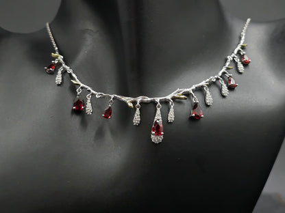 Nyssa - NATURAL GARNET GEMSTONE NECKLACE IN 925 STERLING SILVER