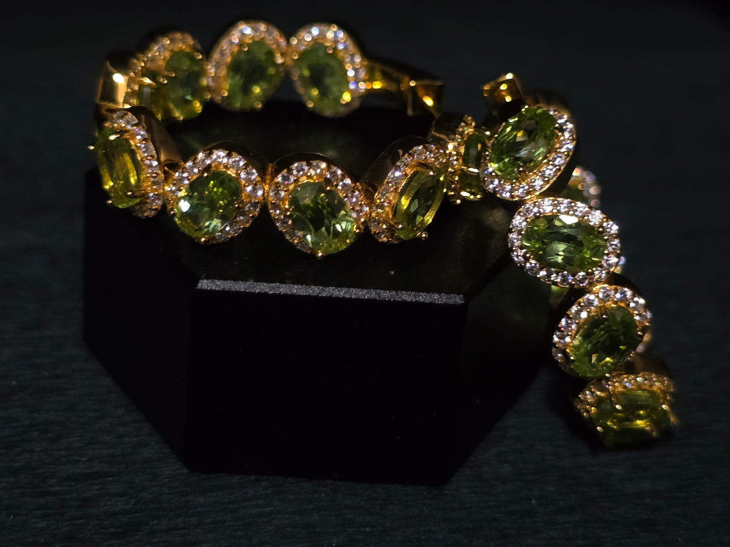ELITE - NATURAL PERIDOT GEMSTONES HOOP EARRING PLATED IN YELLOW GOLD