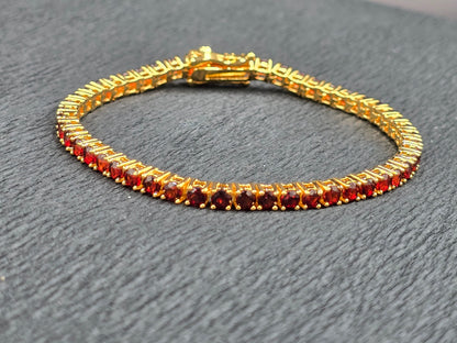 AURA - GARNET GEMSTONE BRACELET IN 925 STERLING Plated in Gold