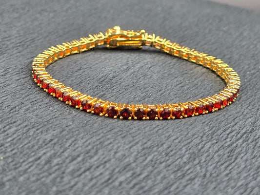 AURA - GARNET GEMSTONE BRACELET IN 925 STERLING Plated in Gold