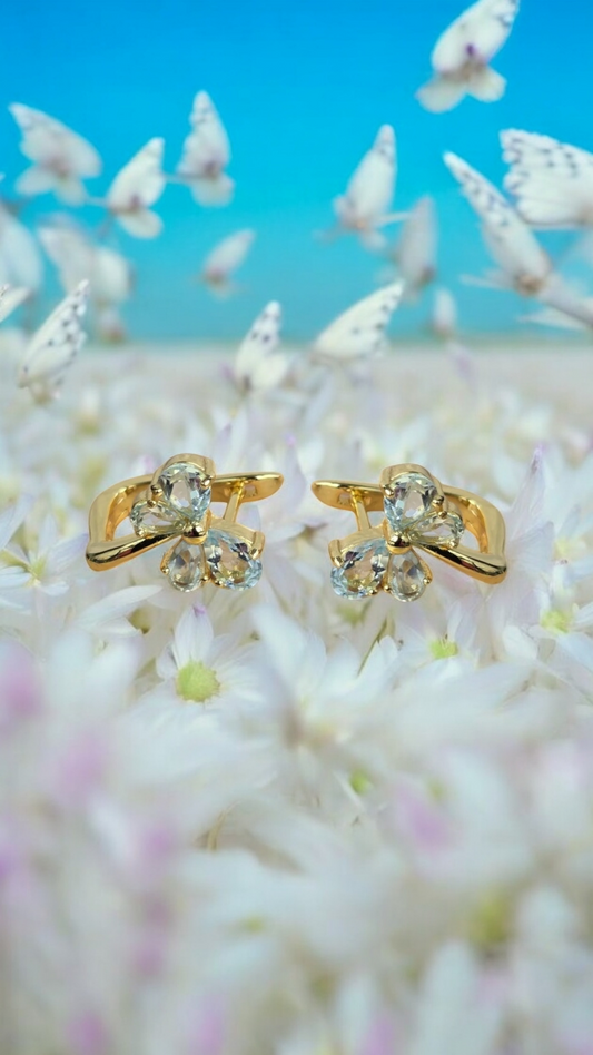 TARA – SKY BLUE TOPAZ GEMSTONE CLUSTER BUTTERFLY EARRINGS IN 925 STERLING SILVER