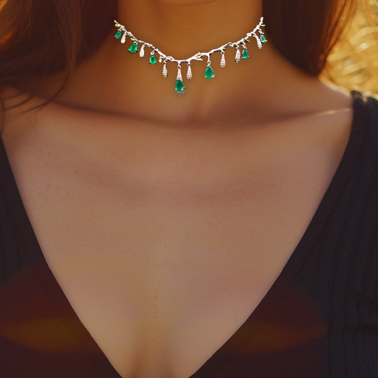 Nyssa - NATURAL AGATE GEMSTONE NECKLACE IN 925 STERLING SILVER