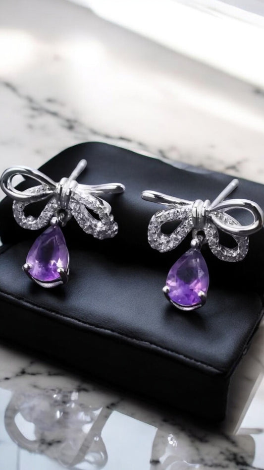 FOREVER - NATURAL AMETHYST GEMSTONE EARRING IN 925 STERLING SILVER
