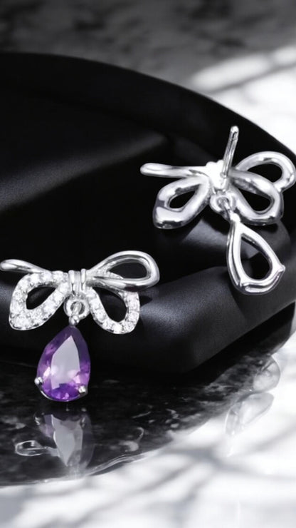 FOREVER - NATURAL AMETHYST GEMSTONE EARRING IN 925 STERLING SILVER