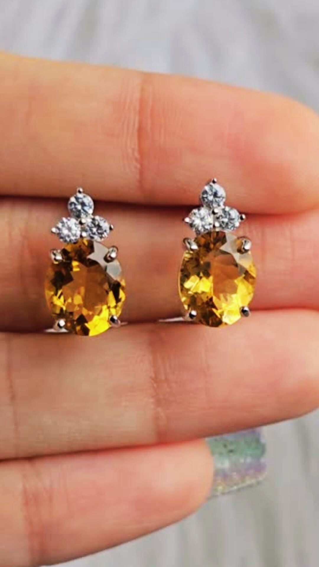 Empress - Natural Citrine Earrings 925 Sterling Silver Plated in Rhodium Regular priceRs 22,950.00 LKR