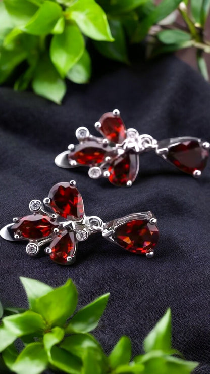 RAYYA –NATURAL GARNET GEMSTONE HOOP IN 925 STERLING SILVER