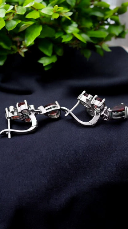 RAYYA –NATURAL GARNET GEMSTONE HOOP IN 925 STERLING SILVER