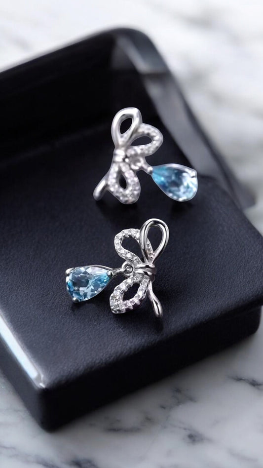 FOREVER – NATURAL BLUE TOPAZ EARRINGS IN 925 STERLING SILVER