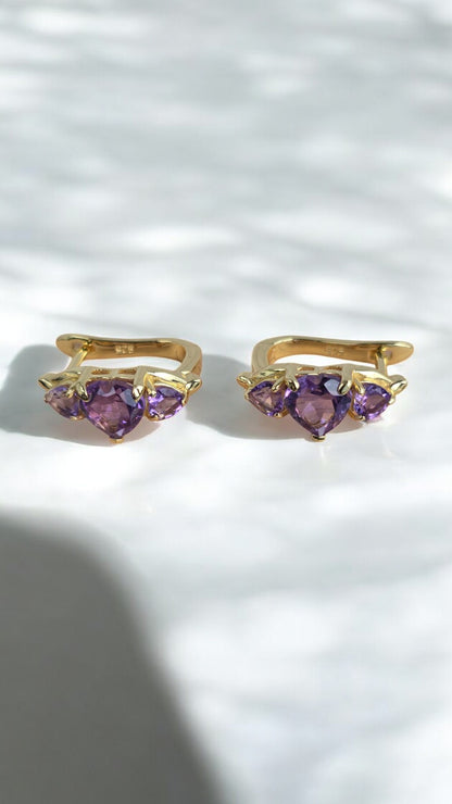 CLARITY – NATURAL AMETHYST CLUSTER EARRINGS IN 925 STERLING SILVER