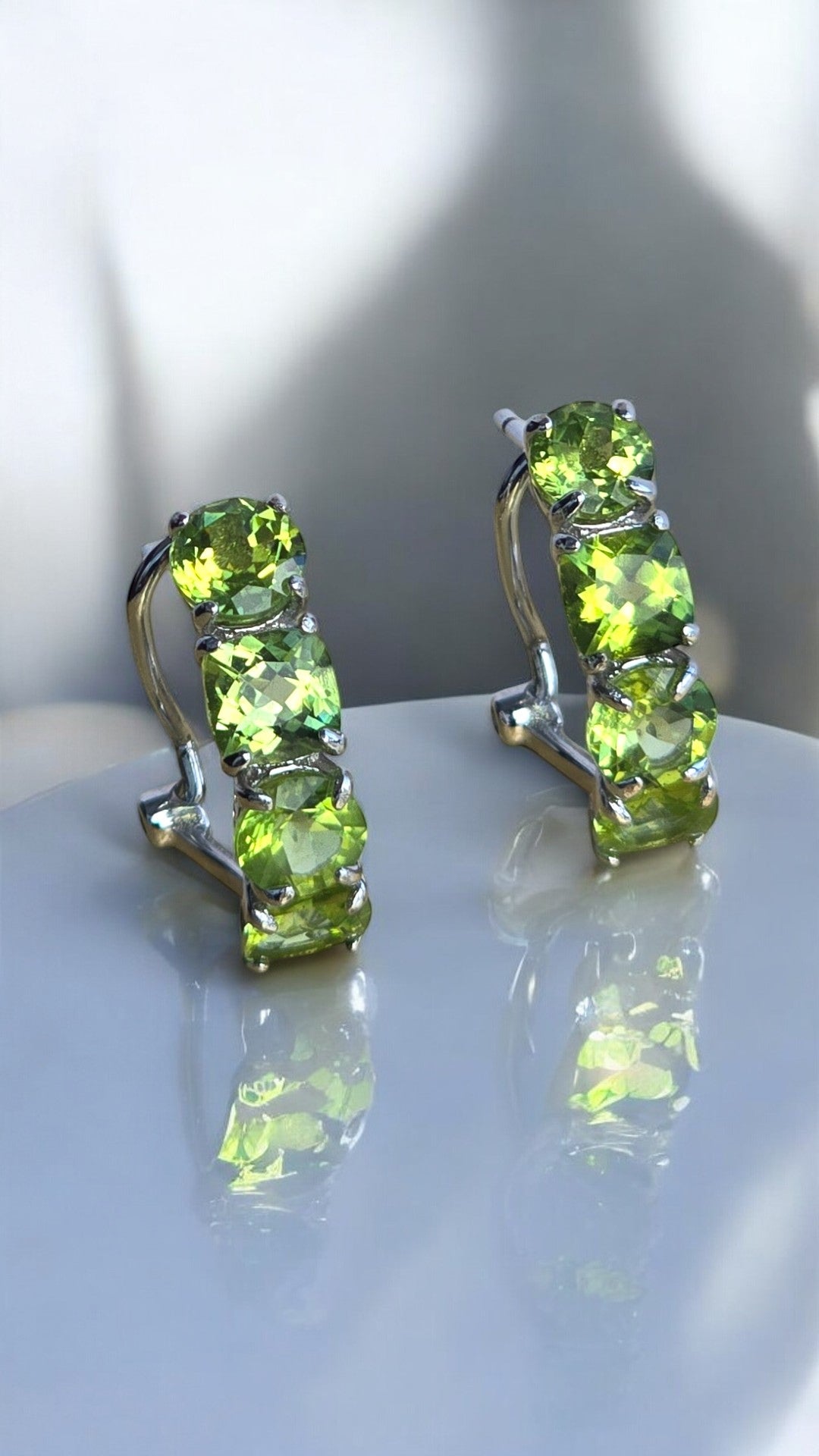 ZEST – NATURAL PERIDOT GEMSTONE CLUSTER EARRINGS IN 925 STERLING SILVER