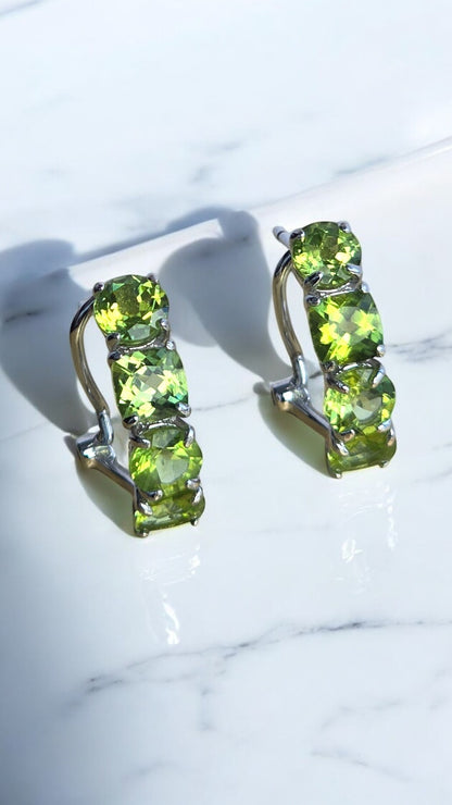 ZEST – NATURAL PERIDOT GEMSTONE CLUSTER EARRINGS IN 925 STERLING SILVER