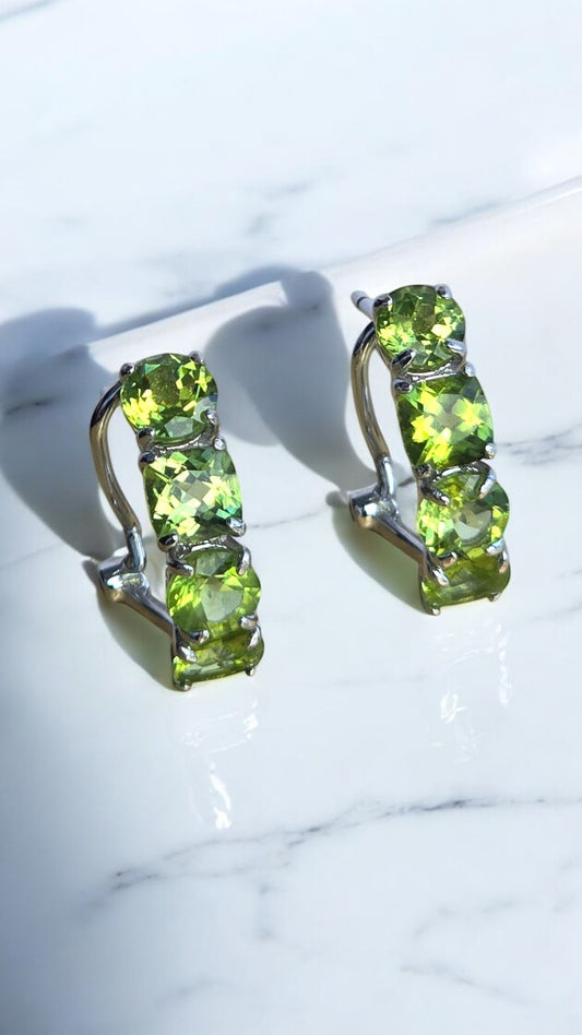 ZEST – NATURAL PERIDOT GEMSTONE CLUSTER EARRINGS IN 925 STERLING SILVER