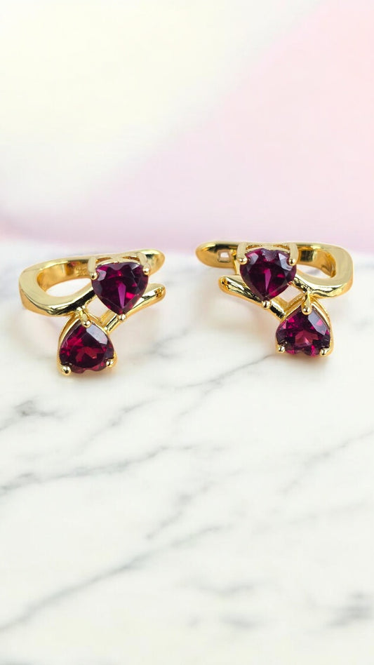 PURE – NATURAL RHODOLITE GARNET GEMSTONE CLUSTER EARRINGS IN 925 STERLING SILVER