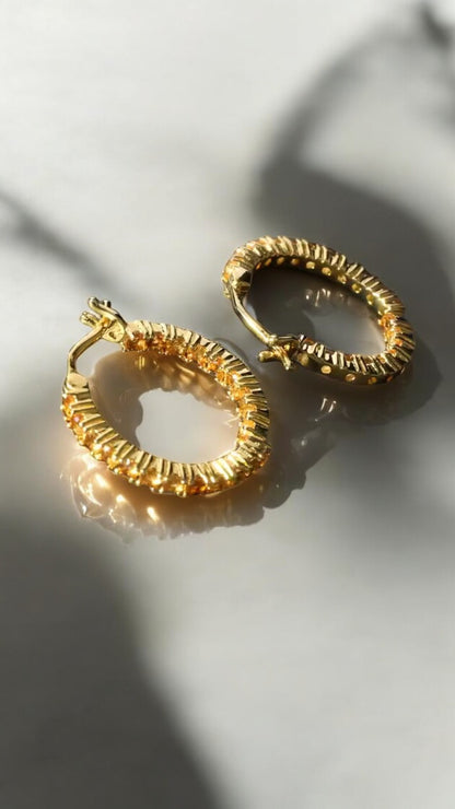 SPIRIT – CITRINE GEMSTONE HOOP EARRINGS IN 925 STERLING SILVER