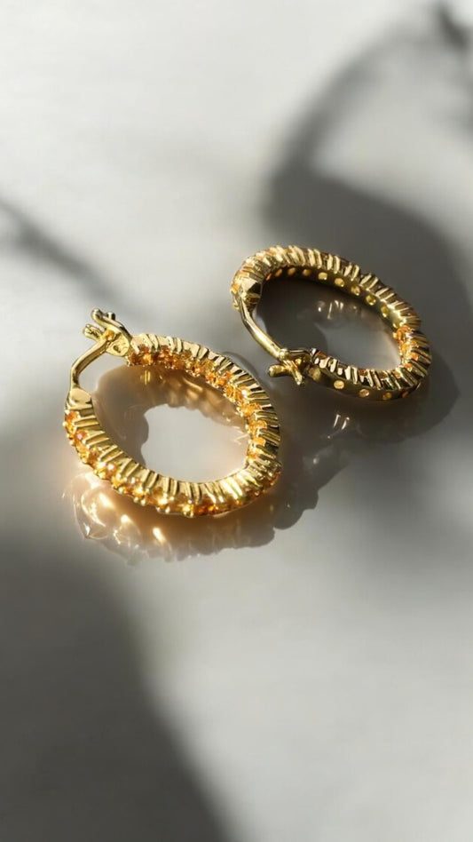 SPIRIT – CITRINE GEMSTONE HOOP EARRINGS IN 925 STERLING SILVER