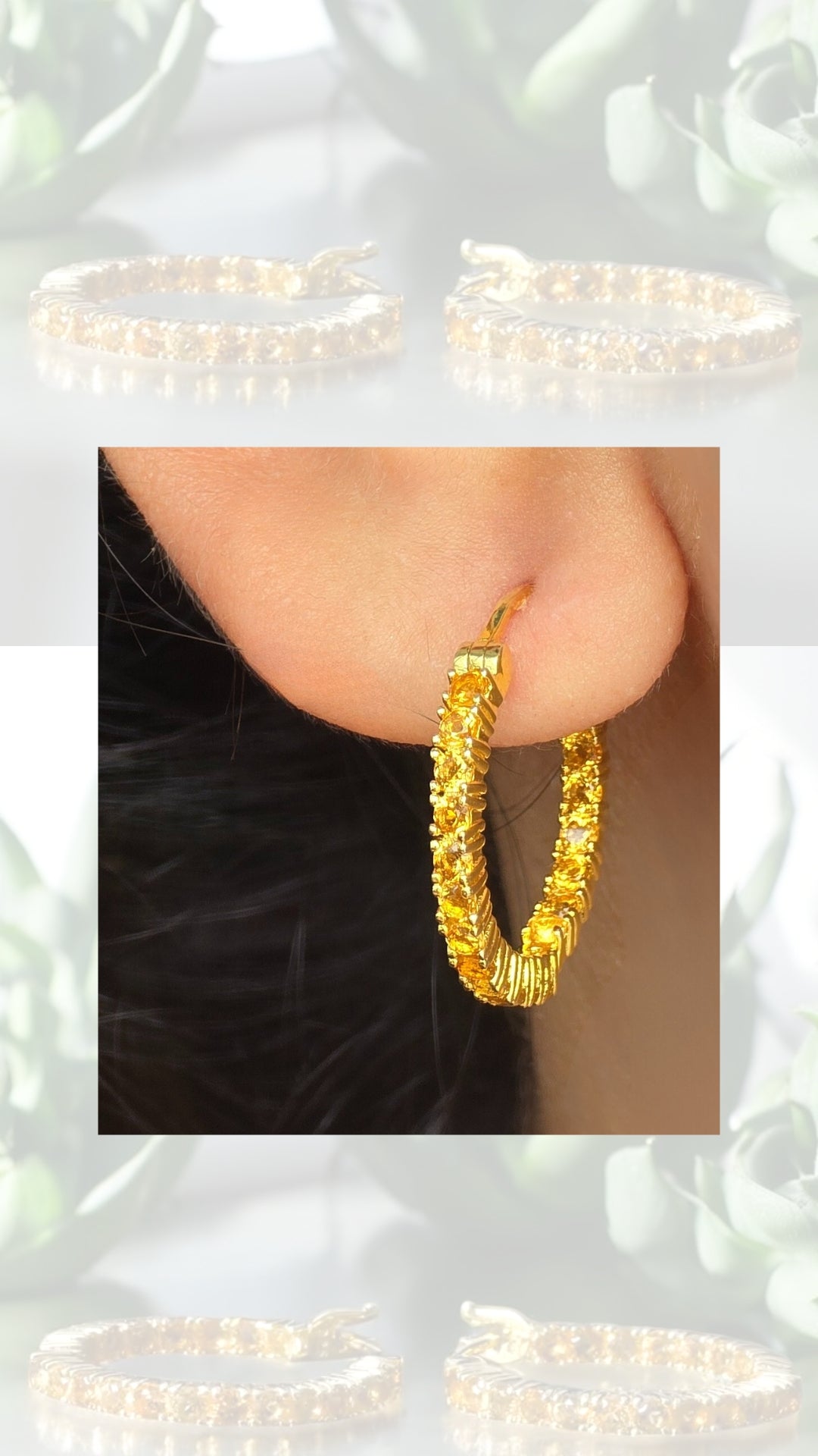 SPIRIT – CITRINE GEMSTONE HOOP EARRINGS IN 925 STERLING SILVER